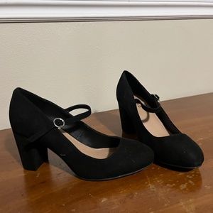 Black high heeled Mary janes